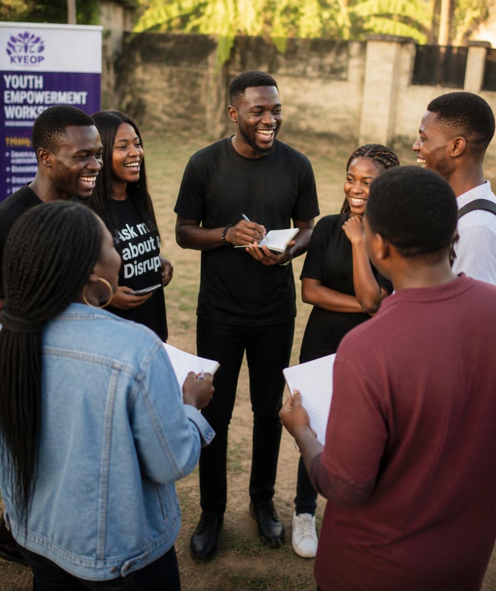 Young people laughing together during a youth empowerment workshop